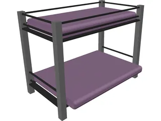 Futon Bunk Bed 3D Model preview