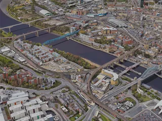 Newcastle upon Tyne City, UK (2023) 3D Model preview