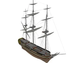 Glorieux French Ship 3D Model preview