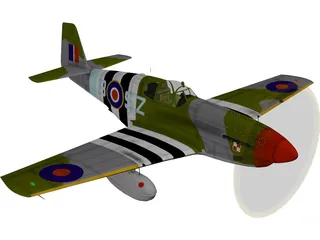 North American Mustang III 3D Model preview
