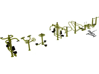 Outdoor Gym Equipment 3D Model preview