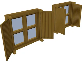 Double Shutter Window 3D Model preview