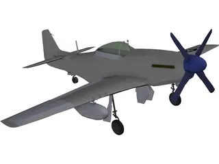 North American Mustang MP51D 3D Model preview