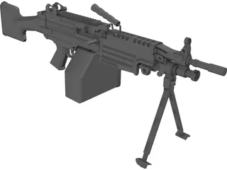 M249 Machine Gun 3D Model preview