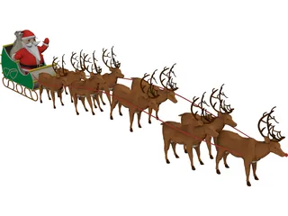 Santa and Sleigh 3D Model preview