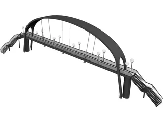 Suspension Arch Walkway Bridge 3D Model preview