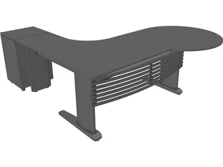 Desk with Extention 3D Model preview