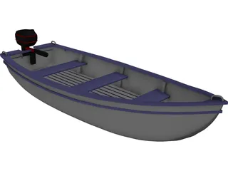 Boat with Outdoor Motor 3D Model preview
