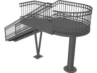 Stairs with Pedestal 3D Model preview