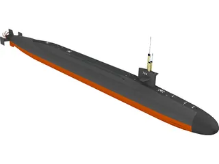 Ohio SSBN Nuclear Ballistic Missile Submarine 3D Model preview