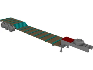 Goose Neck Lowboy Trailer 53 foot 3D Model preview