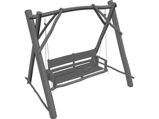 Swing Wooden Chair 3D Model preview