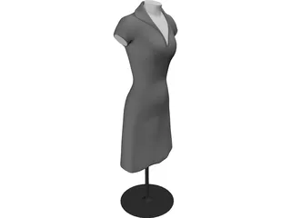 Female Mannequin Bust and Dress 3D Model preview