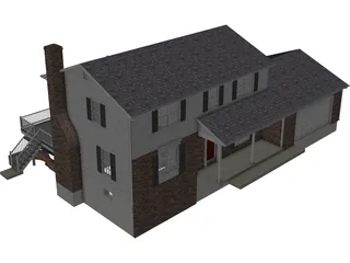 House 2-Story Suburban Colonial 3D Model preview