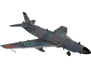 SAAB J-32E Lansen 3D Model preview