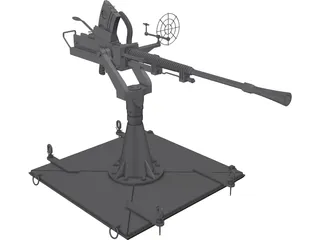 Type-96 Single AA-Gun 3D Model preview