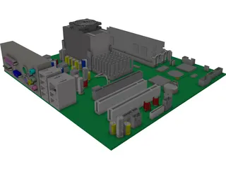 Computer Motherboard 3D Model preview