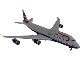 Boeing 747 British Airways 3D Model preview
