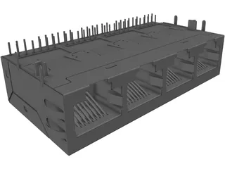 RJ-45 Connector 1x4 3D Model preview