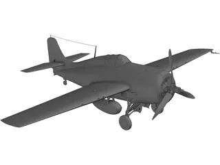 Grumman F4F-4 Wildcat 3D Model preview