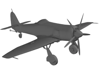 Hawker Sea Fury FB 11 3D Model preview