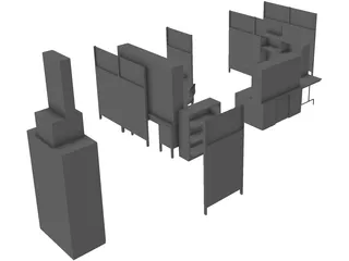 Office Furniture 3D Model preview