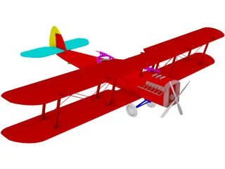 Biplane Curtiss Jenny 3D Model preview