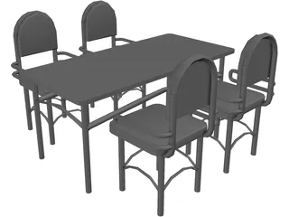 Table and Chairs 3D Model preview