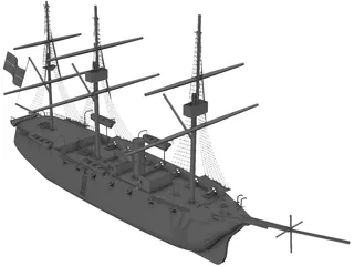 Esmeralda Wooden Ship 3D Model preview