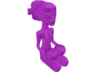 Africa Women Statue 3D Model preview