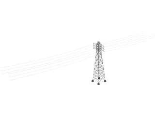 Power Lines 3D Model preview