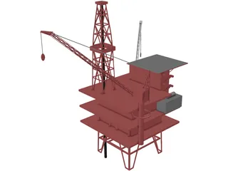 Oil Rig Sea 3D Model preview