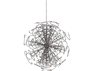 Outburst Crystal and Halogen Chandelier 3D Model preview
