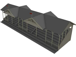 Cricket Stadium Spectator Stand 3D Model preview