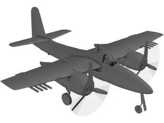 Grumman F7F Tigercat 3D Model preview