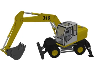 Liebherr Excavator 3D Model preview