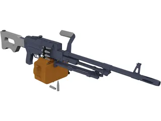 Kalashnikov Hand Machinegun 3D Model preview