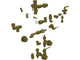 Pipe Couplings Set 3D Model preview