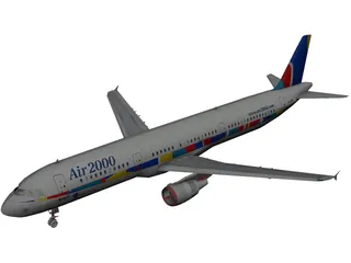 Airbus A321 Air 2000 3D Model preview