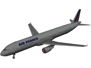 Airbus A321 Air France 3D Model preview