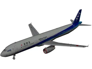 Airbus A321 All Nippon 3D Model preview