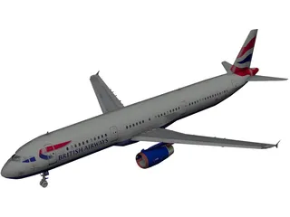 Airbus A321 British Airways 3D Model preview