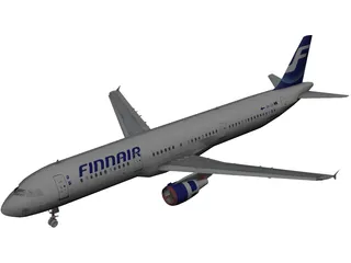 Airbus A321 FinnAir 3D Model preview