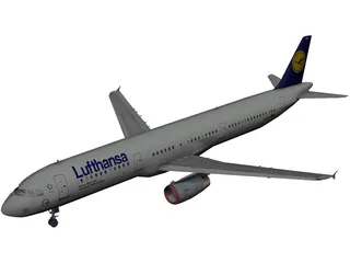 Airbus A321 Lufthansa 3D Model preview