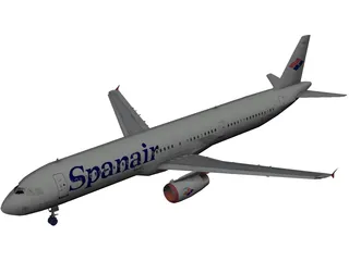 Airbus A321 SpanAir 3D Model preview