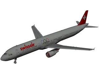 Airbus A321 SwissAir 3D Model preview