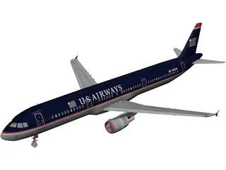 Airbus A321 US Airways 3D Model preview