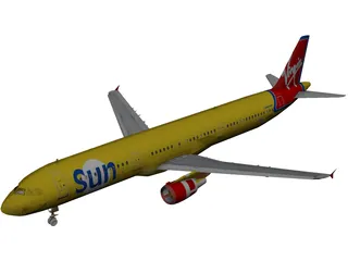 Airbus A321 Virgin Sun 3D Model preview