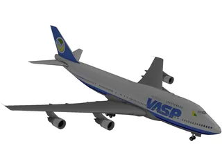 Boeing 747-400 VASP Brasil 3D Model preview