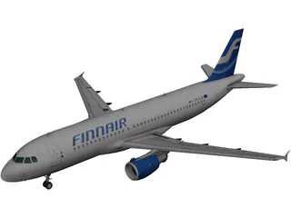 Airbus A320 FinnAir 3D Model preview